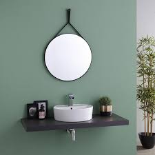 Le budget travaux pour la rénovation de votre salle de bain va dépendre des artisans choisis ainsi que le prix des différents matériaux utilisés. Miroir De Design Rond Et Cadre En Cuir Synthetique Noir Kv Store