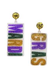 Mardi Gras Gold Dangle Earrings - Hemline Woodway