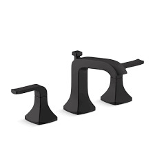 Towel bar, toilet paper holder, and towel ring in brushed nickel. Matte Black Widespread Bathroom Faucet Novocom Top