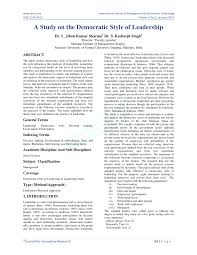 Pdf A Study On The Democratic Style Of Leadership