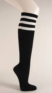 Black And White Striped Knee High Socks Black With White 3line Striped Knee High Socks Knee Sock Shop Striped Knee High Socks Brown Boots Outfit High Knee Boots Outfit