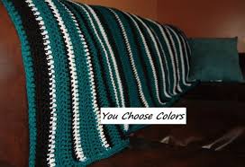 Black And White Striped Crochet Blanket Where My Eagles Fans At This Is A Handmade Crochet Blanket That S Stripped With Black White And Tea Striped Crochet Blanket Crochet Blanket Knitted Blankets