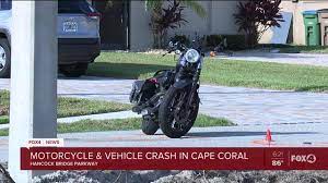 Motorcycle And Car Crash In Cape Coral