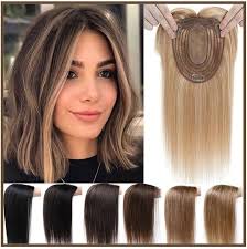 Toppers per capelli da donna Topper for capelli con frangia for donna Topper  for capelli con base in seta traspirante con clip in veri capelli umani  Topper for capelli lisci brasiliani Remy