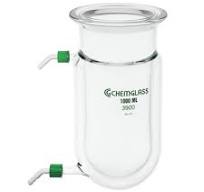 4000mL Reaction Vessel, Cylindrical, Jacketed, 150mm Schott O-Ring Flange,  143mm I.D. x 350mm Height, Hose Conn. Thread Size GL-18