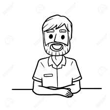 The arms are lifted bit higher with elbows pointing foward. Man Sits At Table With Crossed Arms Character In Front Happy Royalty Free Cliparts Vectors And Stock Illustration Image 153332190