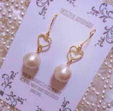 ハート コットンパールピアス ２ アクセサリー ビーズアクセサリー ピアス