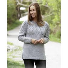 Knitted jumper in drops karisma. Winter Sea By Drops Design Knitted Jumper With Round Yoke And Lace Pattern Size S Xxxl Ritohobby Co Uk