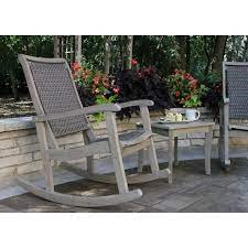 Outdoor Interiors Eucalyptus And Wicker Outdoor Rocking Chair In Grey Bed Bath Beyond Outdoor Wicker Rocking Chairs Outdoor Rocking Chairs Rocking Chair