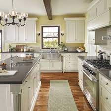 White—in the ceiling, trim, cabinetry, and countertops—plays a central. Kitchen Color Schemes With White Cabinets Interior Decorating Colors Farmhouse Sink Kitchen Kitchen Design Low Arc Kitchen Faucet