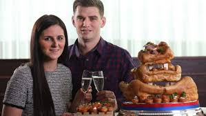 Shortening, cream, eggs, raisins, sweetener (dates and sugar), spices (clove and mace), scraped carrot, and breadcrumbs (in place of flour). Couple Set For Most Northern Wedding Ever With Yorkshire Pudding Cake Itv News