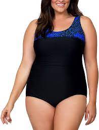 Caribbean Sand Women S Ruched Plus Size One Piece Swimsuit With Tummy Control Blue Black 24w Women Swimsuits One Piece Plus Size Swimsuits
