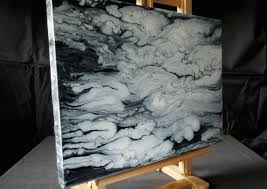 Black And White Acrylic Painting Acrylmalerei Demo Fluid Acrylic Painting Black White Clouds Abstract Art By Brigitte Ka Nig Good Abstract Art Painting Abstract Painting Art Painting