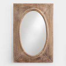 Rustic Wood Shandi Framed Oval Mirror V1 Wood Mirror Bathroom Wood Mirror Oval Mirror