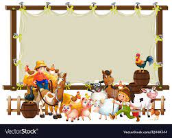 Canvas Wooden Frame Template With Animal Farm Set Isolated Illustration Download A Free Preview Or High Quality Adobe Illu Frame Template Farm Animals Animals