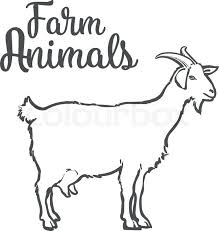 Baby Goat Clipart Black And White Farm Pet Goat Sketch Drawn By Hand Cattle Milk And Goat Meat Goat Art Animal Line Drawings Pet Goat