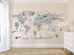 Airplane World Map Decal Clear Vinyl Decal Boys Room Decals Girls Room Decal World Map Mural Hot A Boys Room Decals Girls Room Decals World Map Mural