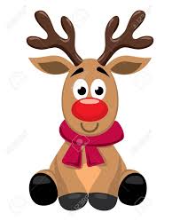 Vector Cute Cartoon Of Red Nosed Reindeer Toy Rudolph Funny Reindeer Drawing Cartoon Reindeer Xmas Drawing