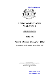 Hollings (d,s.c.) and daniel k. Akta 506 Akta Pusat Jagaan 1993