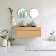Mobilier de salle de bain. Meuble Salle De Bain En Bois Chene Massif 120 Jacob Leroy Merlin