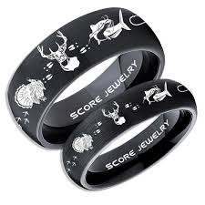 Wild Turkey Rings 2 Piece Couple Set Catfish Rings Deer Hunting Rings Catfish Fishing Rings Fishing Rings Black Tungsten Rings Black Wedding Bands Huntin Black Tungsten Rings Black Wedding Band Hunting Ring