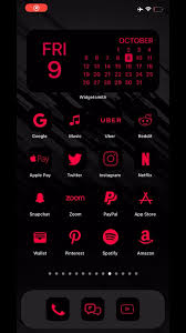 Ios 14 App Icons Red And Black Custom Home Screen Iphone Video Ios Icon Homescreen Iphone Iphone Apps