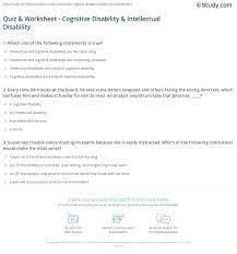 Well, what do you know? Quiz Worksheet Cognitive Disability Intellectual Disability Study Com