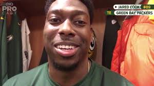 The smile says it all. Green Bay Packers TE Jared Cook is excited for his  first playoff game after 8 years in the league. (via PROcast)