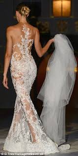 Karolina Kurkova Displays Lithe Figure In Risque Sheer Lace Frock Wedding Dresses Lace Evening Gowns Gowns
