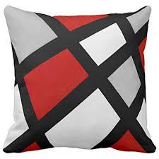 Black And White Geometric Outdoor Pillows Emvency Throw Pillow Cover Stripes Acrylic Red Gray Black White Modern Decorative Pillow Case Ho Geometric Throw Pillows Throw Pillows Grey And Red Living Room