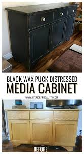 How To Distress Painted Furniture With A Wax Puck Black Painted Furniture Distressed Furniture Painting Black Furniture