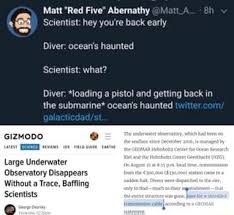 Man Red Five Abernathy Q Scientist Hey You Re Back Early Diver Ioading A Pistol And Gemng Back In The Submarine Ocean S Haunted Gizmo O O Mmm Large In 2020