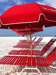 Red Beach Umbrellas And Chairs Shades Of Red Red Umbrella Red Beach