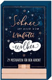 Adventskalender Schnee Ist Auch Nur Konfetti Aus Den Wolken 24 Spruche Postkarten In Schonem Handlettering Design