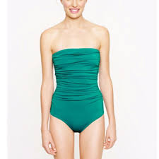 Everyone looks great in one piece swimmers! J Crew Swim Jcrew Ruched Bandeau One Piece Swimsuit Turquoise Poshmark