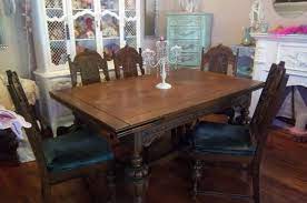 Gothic Dining Room Table Set With 6 Chairs And Server Buffet