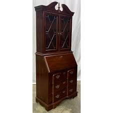 Manufactured wood + solid wood. Vintage Cherry Block Front Federal Style Secretary Desk Hutch Chairish