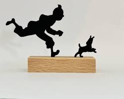 Tintin comic back cover black silhouettes, AI generated