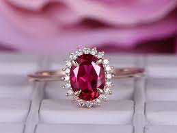 Check spelling or type a new query. 6x8mm Lab Treated Ruby Ring With Diamond In 14k Rose Gold Halo Stacking Ring Bridal Ring Oval Cut Red Birthstone Gift Fancy Diana Ring Bbbgem