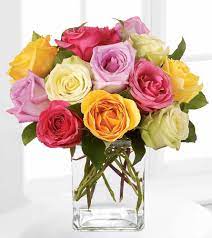 We offer a large variety of fresh flowers and gifts. Flowers By Shirley Thanks Rainbow Coloured Roses Ftd S Rose Fest For Delivery