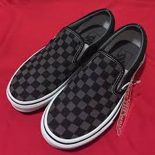 Black And Grey Checkered Slip On Vans Pin On Shoes