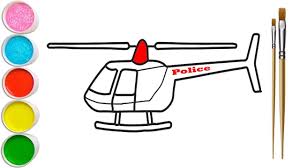 How to draw military helicopter easy. How To Draw A Helicopter Helicopter For Kids Police Helicopter Coloring Pages For Children Youtube
