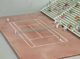 Jetzt hast du einen swimmingpool, einen tennisplatz und einen basketballkorb. Luetke Modellbahn Tennisplatz