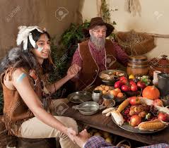 Where did gravy come from? Reenactment Scene Of The First Thanksgiving Dinner In Plymouth In 1621 With A Pilgrim Family And A Wampanoag Indian Stock Photo Picture And Royalty Free Image Image 7795404
