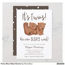 Twins Bear Baby Shower Invitation Zazzle Com In 2021 Twins Baby Shower Invitations Baby Bear Baby Shower Baby Shower Invites Neutral