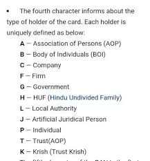 What Is The 10th Letter Of Pan Card Refers To Quora