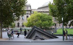 sinking building outside state library