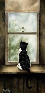 Looking Out Art Cat Print By Watercolor Artist Dj Rogers Etsy Cat Painting Watercolor Cat Cat Art