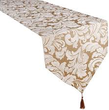 Amazon Com Christmas Damask Champagne Cream Table Runner 13 X 72 Home Kitchen Gold Table Runners Table Runners Damask