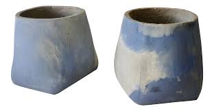 What are garden stools used for. Large Detroit Studio Modernist Blue Cement Planter Pots Or Garden Stools A Pair Chairish